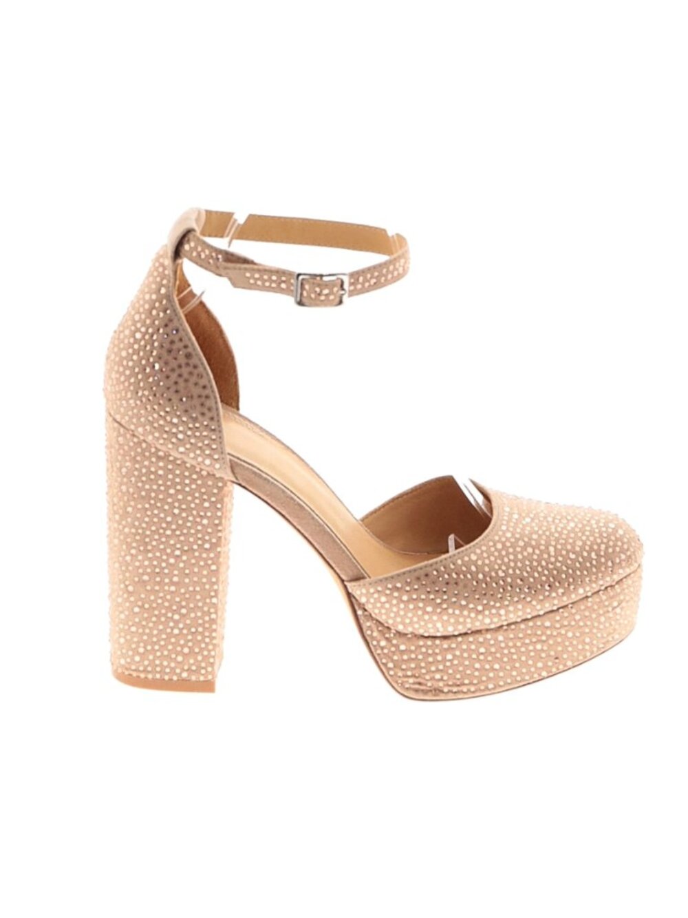 Bill Blass Women's "Ellie" Nude Sequined Platform Heels - Size US 8/UK 36